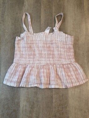 Gap Teen-Pink Tie-Dye Smocked Ruffle Tank Top. Girls Size 18-20. NWT